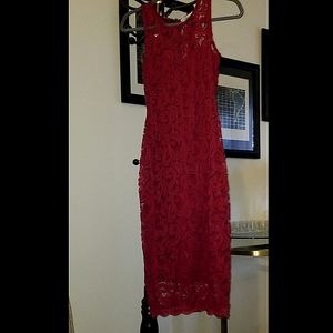 Liberty Love, small, burgundy dress, lace trim